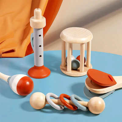 Fidtoy Ensemble d'instruments de musique en bois pour tout-petits, jouet d'apprentissage Montessori pour le calme et le développement de la motricité fine