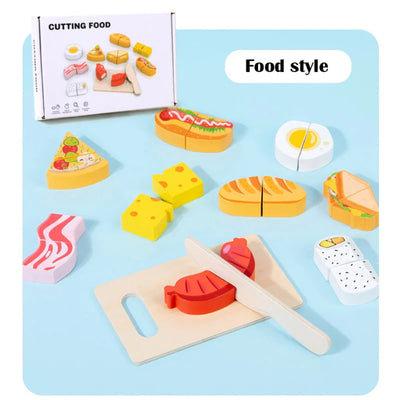Fidtoy Jeu d'imitation en bois d'aliments à découper pour enfants | Jeu Montessori et motricité fine