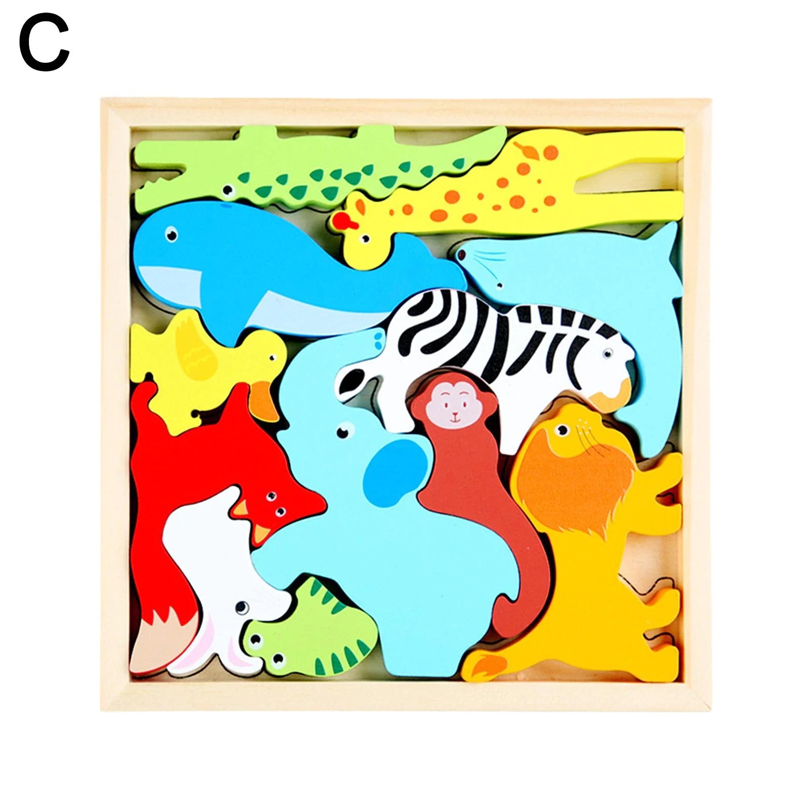 Square Animal Puzzle Wooden Animal block Set