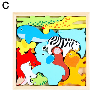 Square Animal Puzzle Wooden Animal block Set