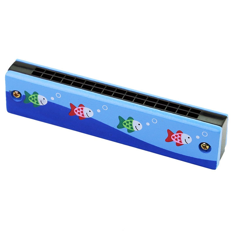Kids Harmonica Wooden Double Row Blowable Toys