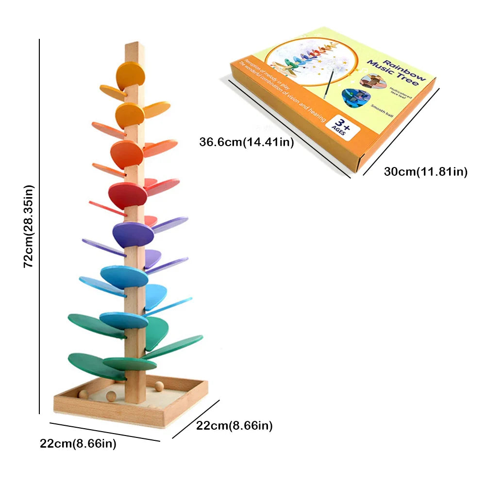 Rainbow Music Tree Toy | Wooden Montessori Sound Toy for Kids