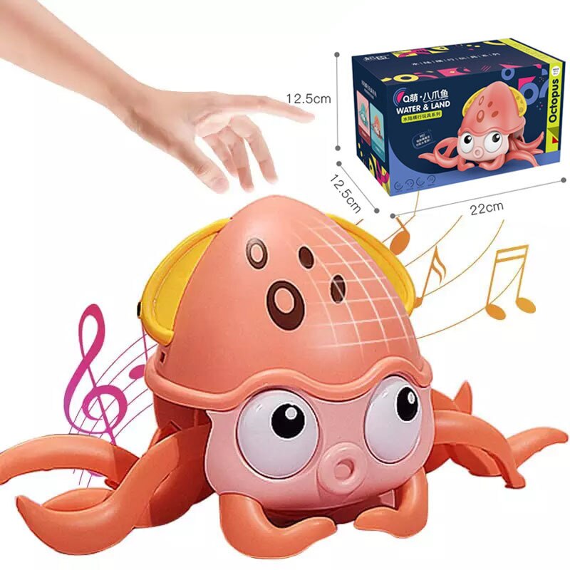 Fidtoy Crawling Interactive Baby Toy with Lights Music USB Rechargeable Tummy Time Toy