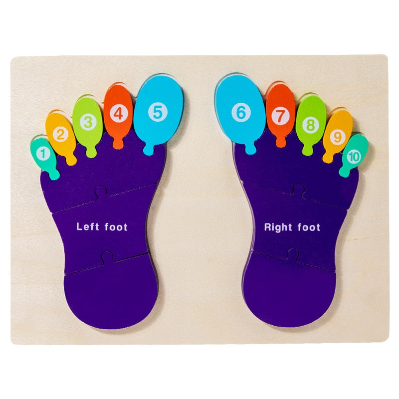 Puzzle 3D Montessori en bois pour les mains et les pieds