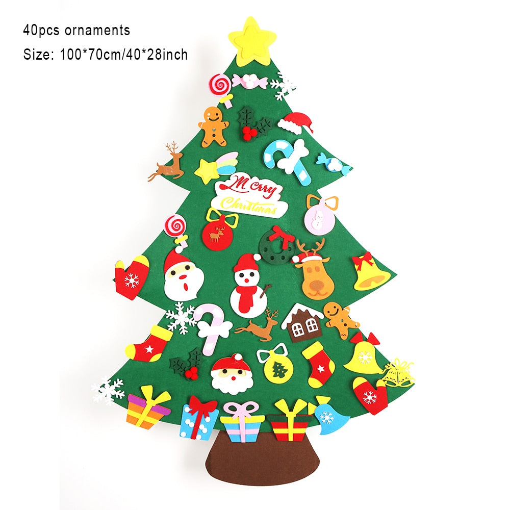 Sapin de Noël en feutre avec 32 pièces