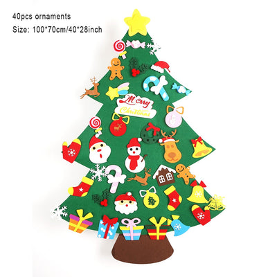 Sapin de Noël en feutre avec 32 pièces