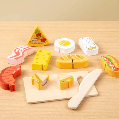 Fidtoy Jeu d'imitation en bois d'aliments à découper pour enfants | Jeu Montessori et motricité fine