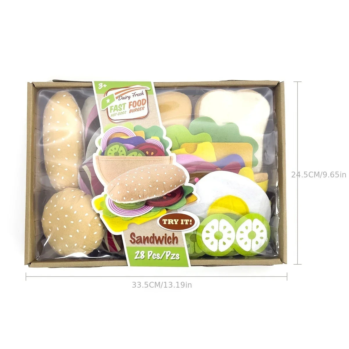 Montessori pretend play 28PCS Burger Sandwich Set