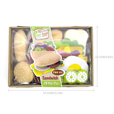 Montessori pretend play 28PCS Burger Sandwich Set