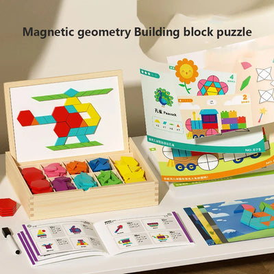 Fidtoy Wooden Magnetic Blocks - Creative Educational Toy for Kids