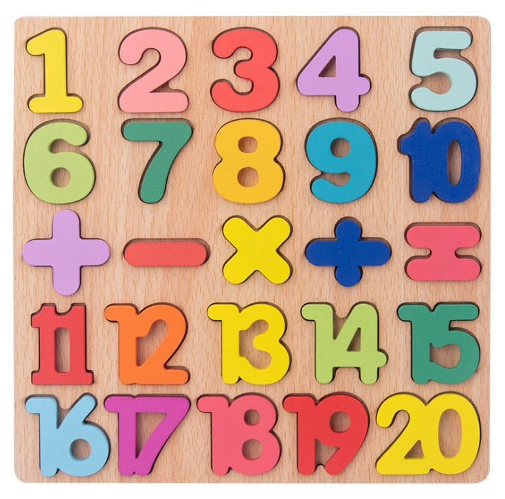 Puzzle en bois 3D Montessori pour enfants avec alphabet et chiffres