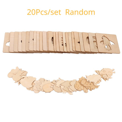 Fidtoy Gabarits de Dessin en Bois DIY Jouet d'Art Montessori (20 Pièces)