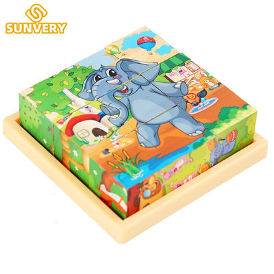 Fidtoy Wooden Animal Puzzle for Toddlers – 9-Piece Rotating Cube Educational Toy for Ages 3-6, Montessori Fine Motor & Cognitive Skills Development