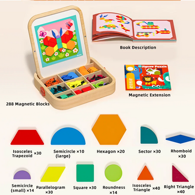 Fidtoy Magnetic Tangram Puzzle Blocks Educational Toy for Kids