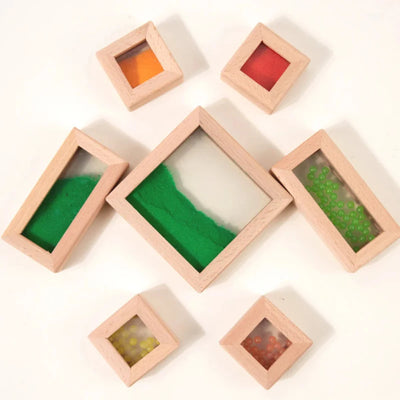 Fidtoy Wooden Transparent Acrylic Sensory Blocks | STEM Stacking & Learning Toy for Toddlers 3+