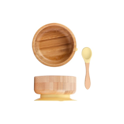 Ensemble bol et cuillère en bambou Fidtoy – Bol d'alimentation pour bébé pour la diversification alimentaire (DME)