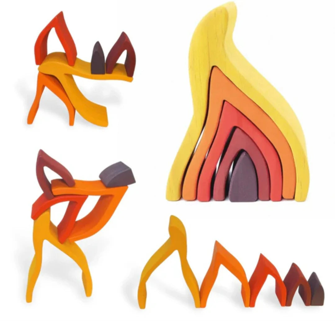 Juguete de apilamiento de madera Fidtoy Fire Rainbow Toys
