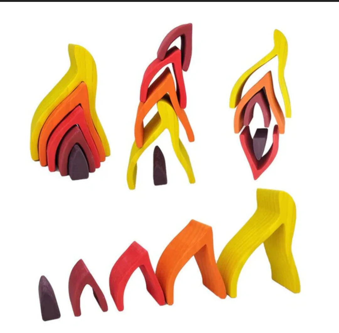 Juguete de apilamiento de madera Fidtoy Fire Rainbow Toys