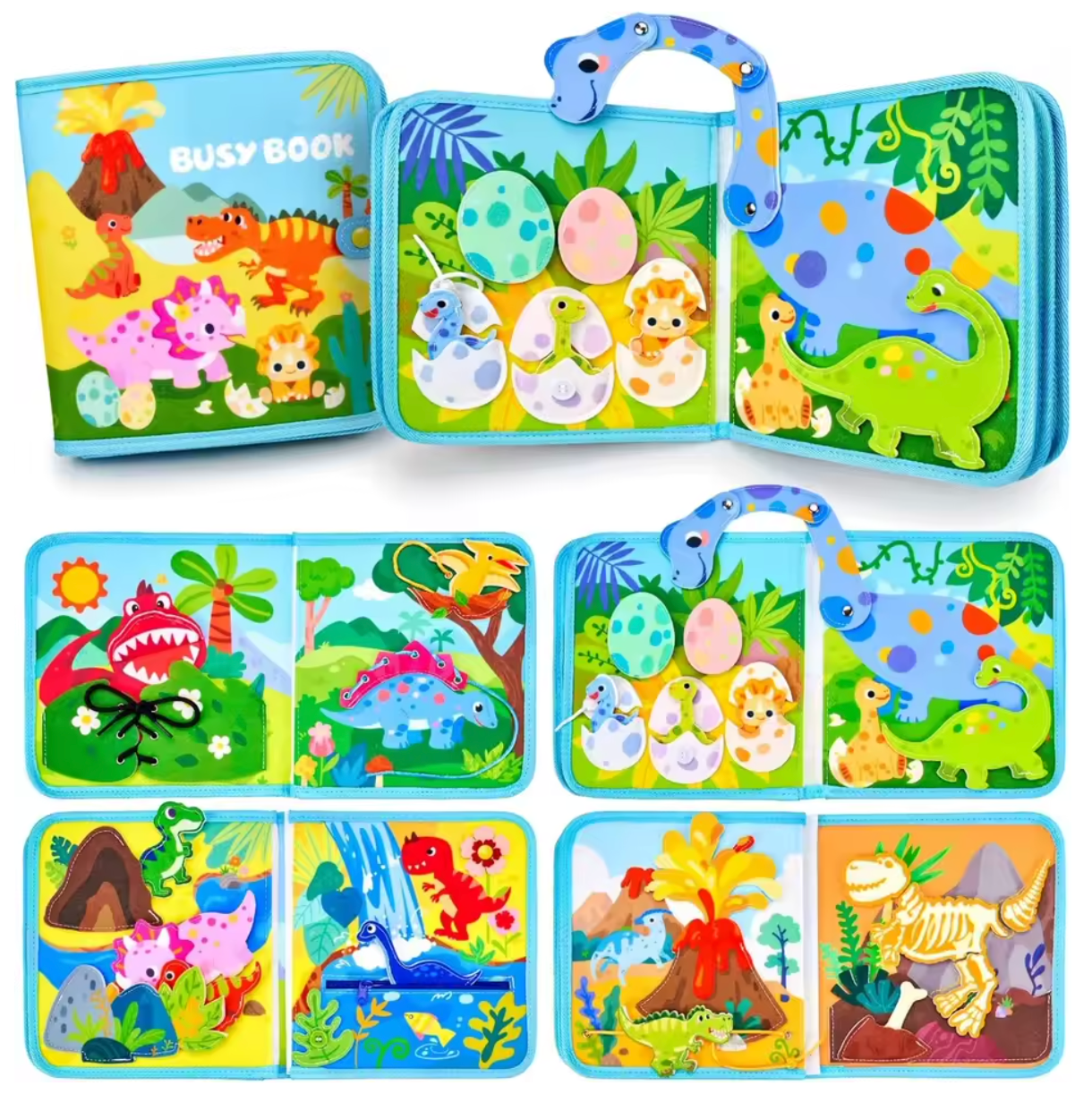 Livre d'activités Montessori Fidtoy Dinosaur Friends – Activité Montessori interactive pour les tout-petits de 2 à 5 ans