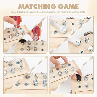 Fidtoy Planche de tournevis Montessori pour enfants, jouet en bois pour l'apprentissage de la motricité fine
