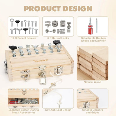 Fidtoy Planche de tournevis Montessori pour enfants, jouet en bois pour l'apprentissage de la motricité fine