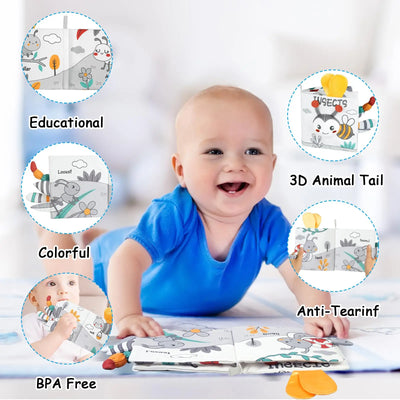 Fidtoy Libros de tela suave en 3D con sonido crujiente | Juguete de aprendizaje sensorial para bebés de 0 a 12 meses