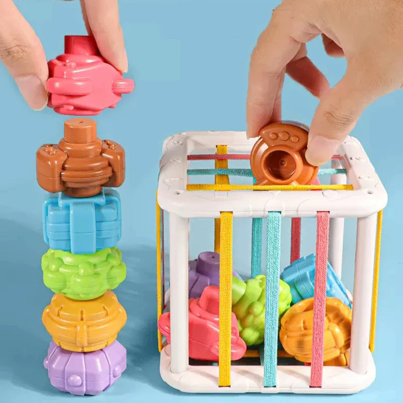 Fidtoy Cube d'apprentissage sensoriel Montessori - Jouet à formes à encastrer