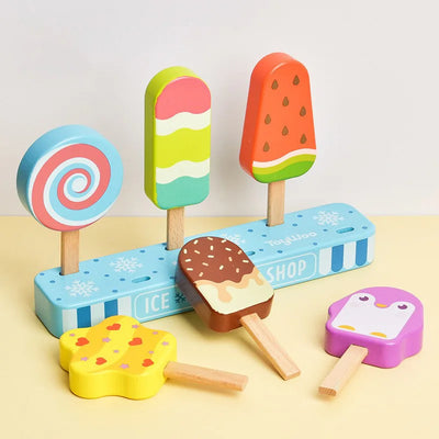 Fidtoy Set de Helados de Madera para Juego de Imitación de Niños Pequeños