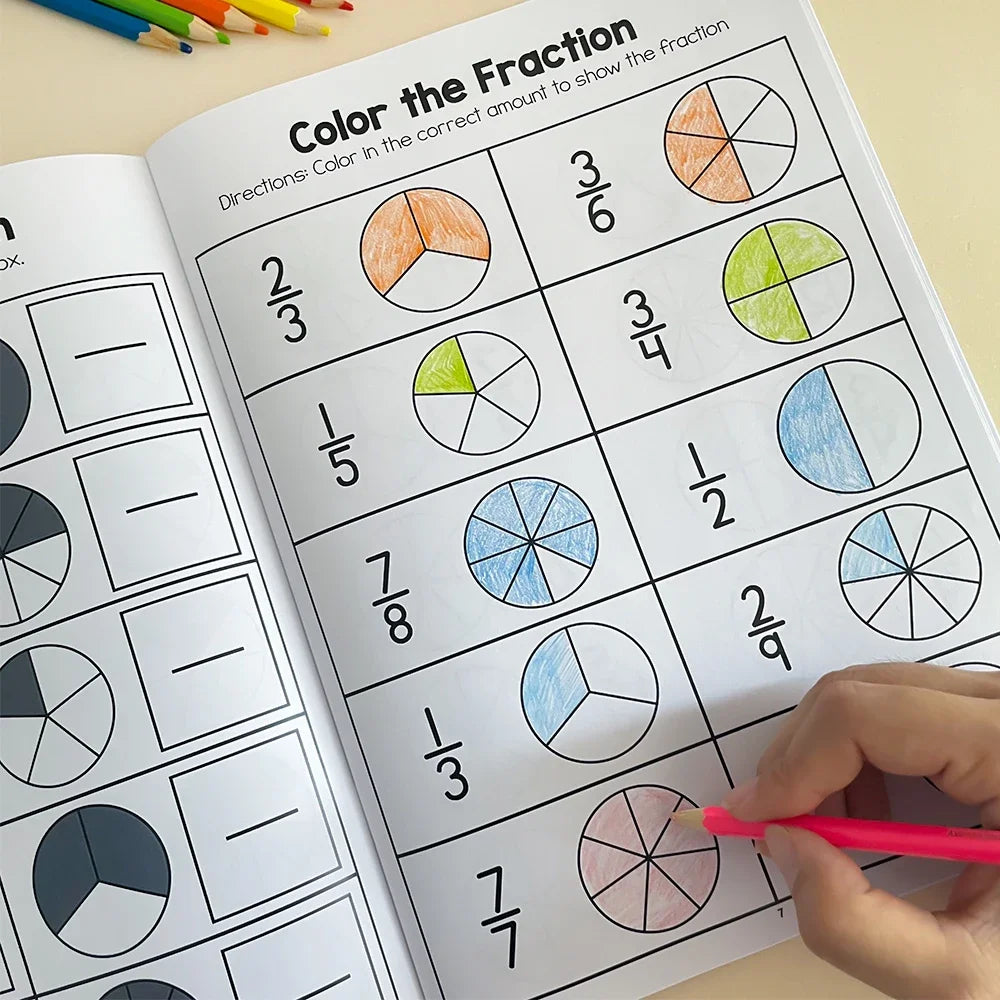 Fidtoy Fraction Learning Workbook for Grades 3-4 – Montessori Math & Interactive Exercises