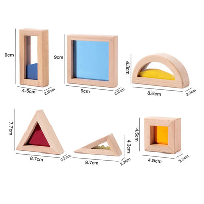 Fidtoy Wooden Transparent Acrylic Sensory Blocks | STEM Stacking & Learning Toy for Toddlers 3+