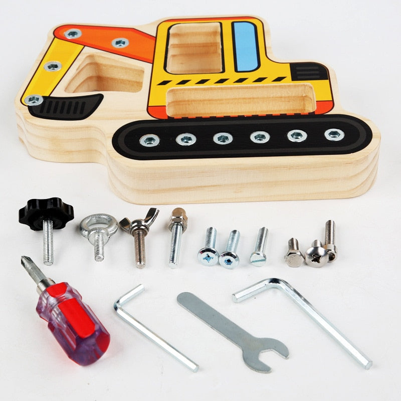 Montessori Inspired Excavator Multi Tool ScrewDriver Board
