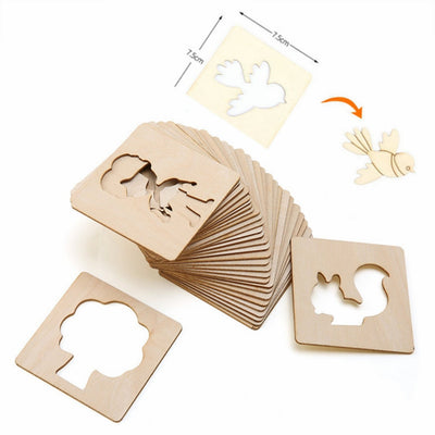 Fidtoy Gabarits de Dessin en Bois DIY Jouet d'Art Montessori (20 Pièces)