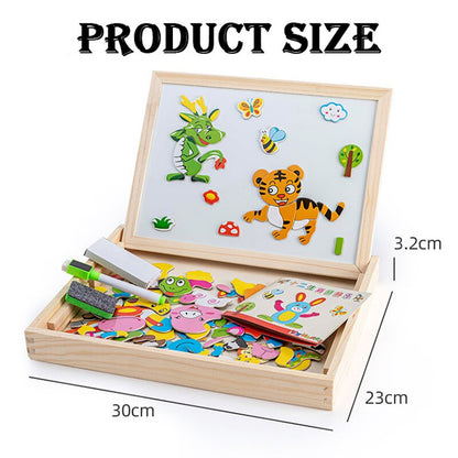 Wooden Multifunction Children Puzzle with Magnetic Writing and Drawing Board and Blackboard