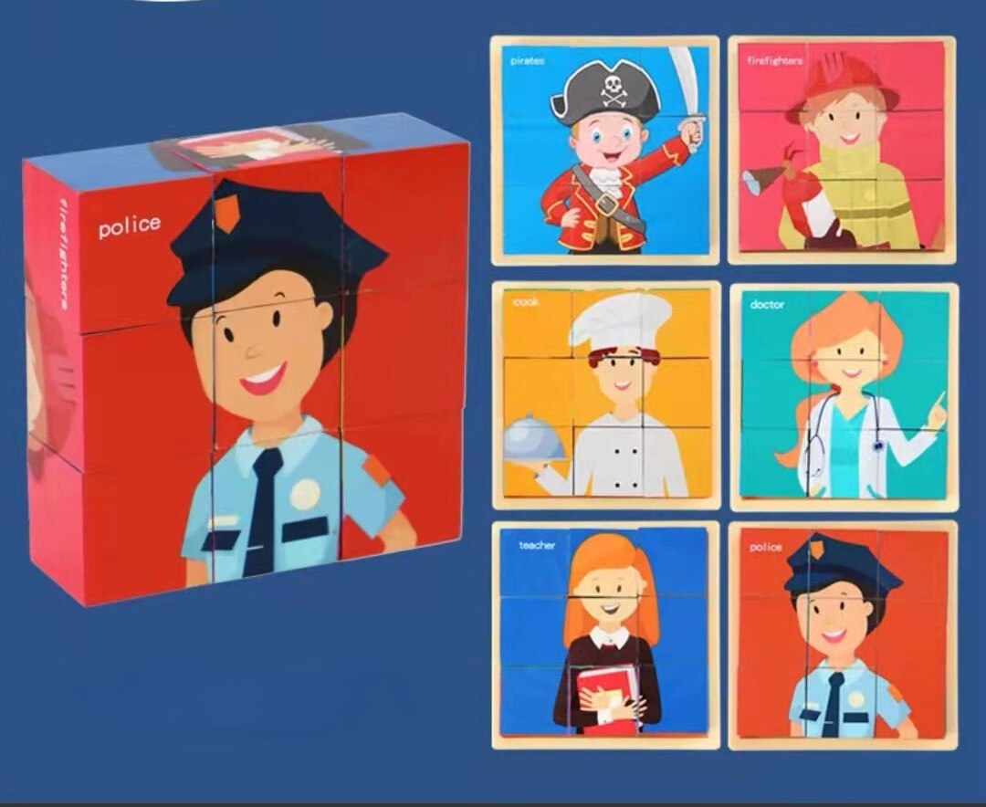 9 Pieces Six-sided 3D Cubes Jigsaw Puzzles (3-6 years old)