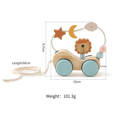 Fidtoy Jouet à tirer en bois pour tout-petits, voiture éducative 1 an et plus