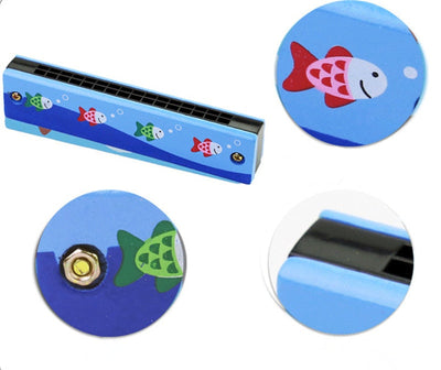 Kids Harmonica Wooden Double Row Blowable Toys