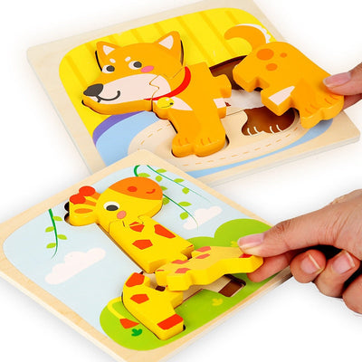 Puzzles en Bois Montessori pour Tout-petits Bébés 1 2 3+ Ans