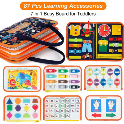 Fidtoy Busy Board for Toddlers – Portable Sensory Activity Board for Travel & Learning