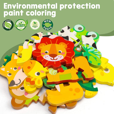 Puzzles en Bois Montessori pour Tout-petits Bébés 1 2 3+ Ans