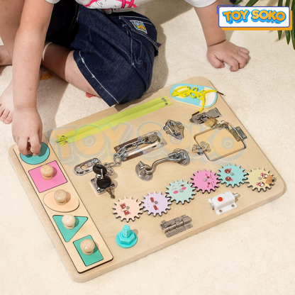 Montessori Wooden Activity Board - Learning Toys for 3 year olds