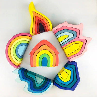 Juguete de apilamiento de madera Fidtoy Fire Rainbow Toys