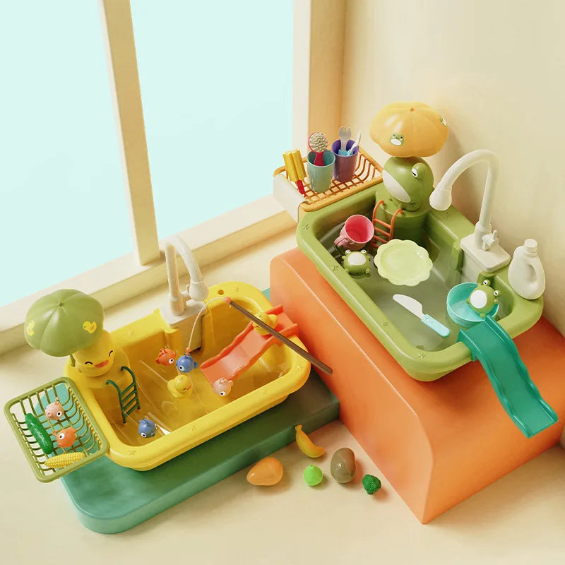 Cocina para niños – Diversión acuática y aprendizaje – Fregadero de juguete 2 en 1