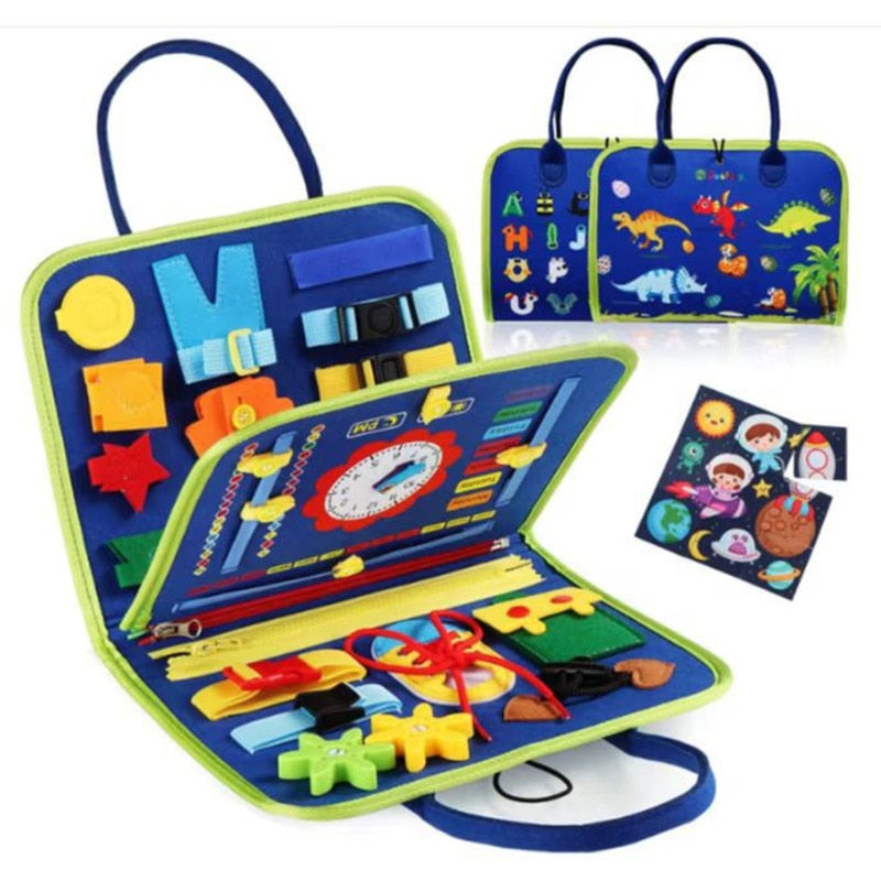 Fidtoy Busy Board for Toddlers – Portable Sensory Activity Board for Travel & Learning
