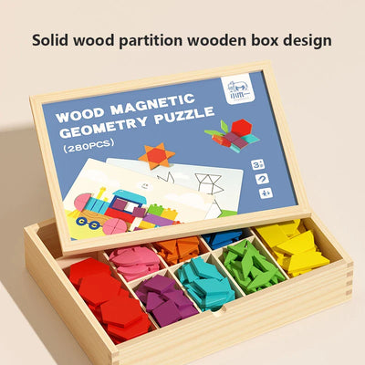 Fidtoy Wooden Magnetic Blocks - Creative Educational Toy for Kids