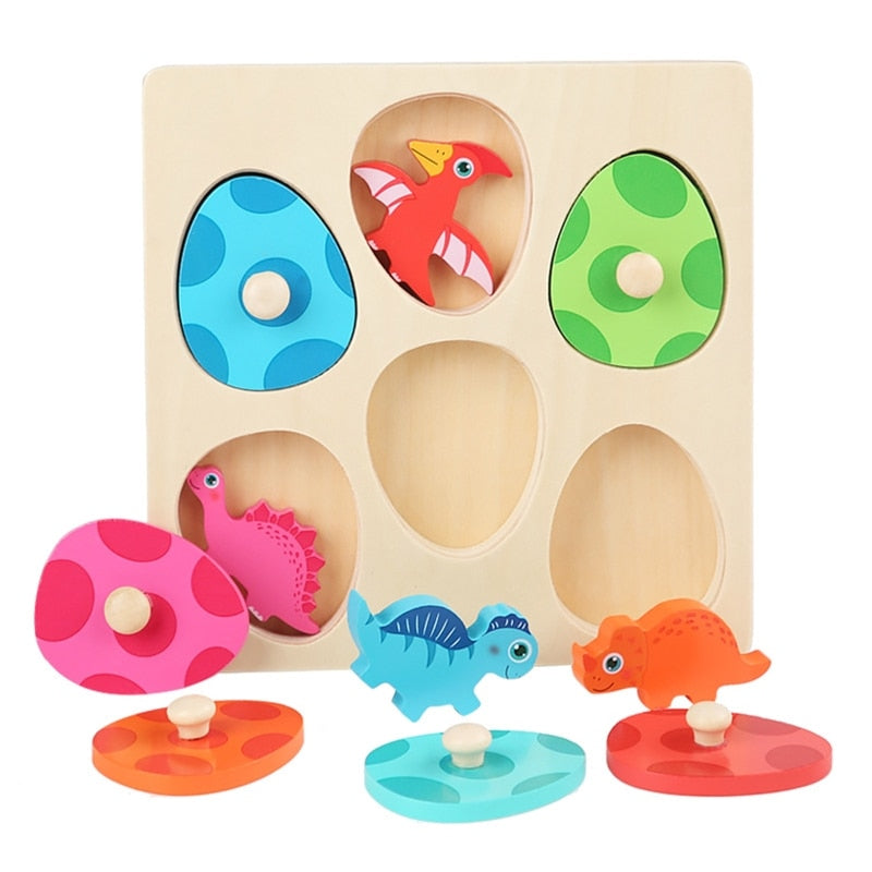 Wooden 3D Dinosaur Egg Multi-Layer Puzzle Toddler Colour Sorting Game