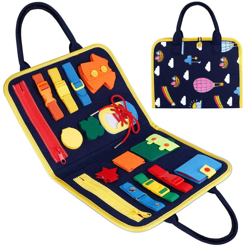 Fidtoy Busy Board for Toddlers – Portable Sensory Activity Board for Travel & Learning