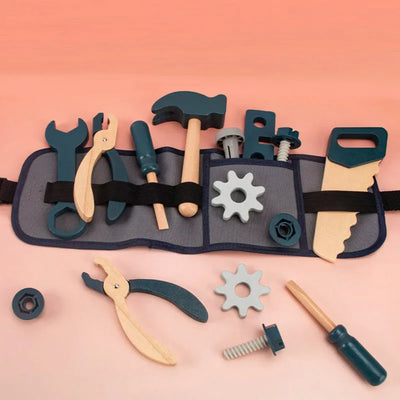 Fidtoy Kids Tool Kit Pretend Play Set Wooden Repairman STEM Toy for Toddlers 3-6 Years