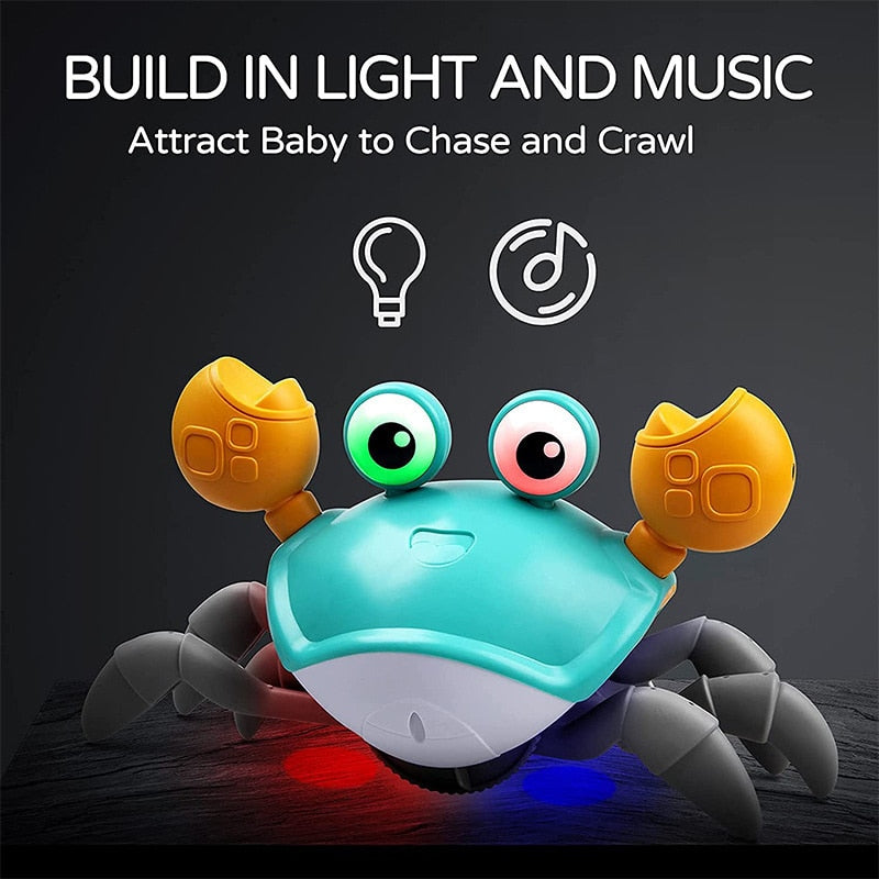Fidtoy Crawling Interactive Baby Toy with Lights Music USB Rechargeable Tummy Time Toy