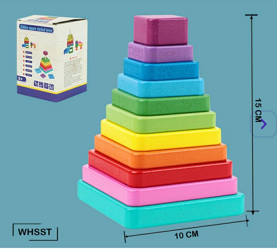 Square Ring Stacker with Tangram - Multi-functional Toy that grows with your child