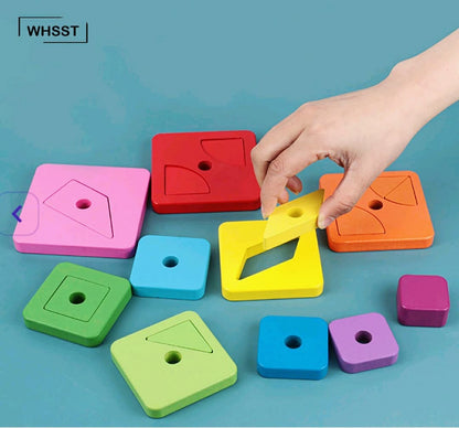 Square Ring Stacker with Tangram - Multi-functional Toy that grows with your child